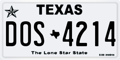 TX license plate DOS4214