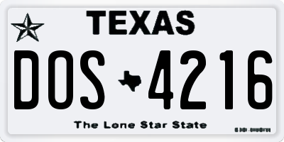 TX license plate DOS4216