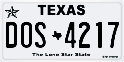 TX license plate DOS4217