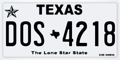 TX license plate DOS4218
