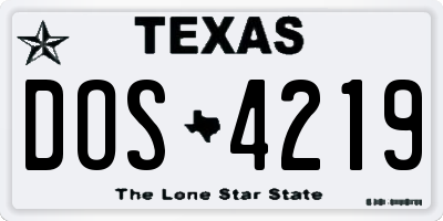 TX license plate DOS4219