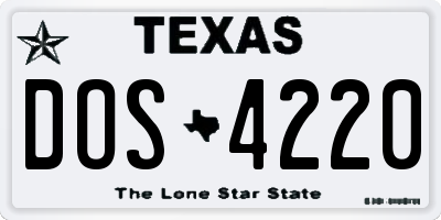 TX license plate DOS4220
