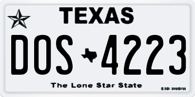 TX license plate DOS4223