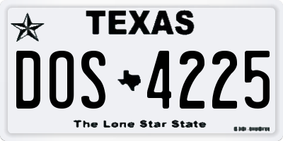 TX license plate DOS4225