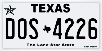 TX license plate DOS4226