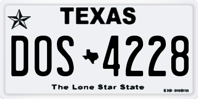 TX license plate DOS4228