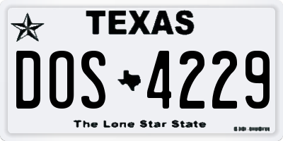 TX license plate DOS4229