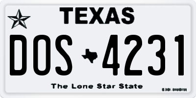 TX license plate DOS4231