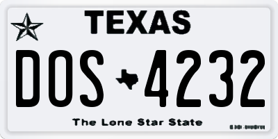 TX license plate DOS4232