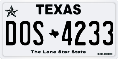 TX license plate DOS4233