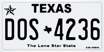 TX license plate DOS4236