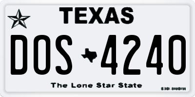 TX license plate DOS4240