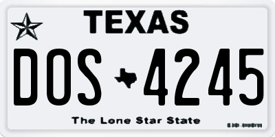 TX license plate DOS4245