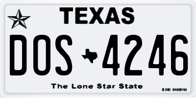 TX license plate DOS4246