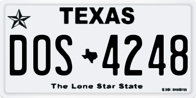 TX license plate DOS4248