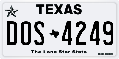 TX license plate DOS4249