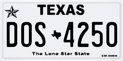 TX license plate DOS4250