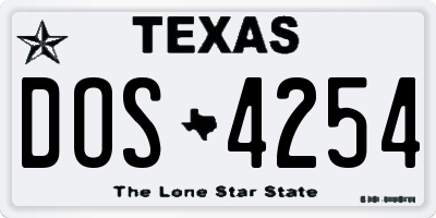 TX license plate DOS4254