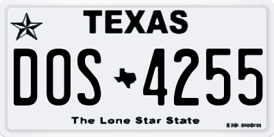 TX license plate DOS4255
