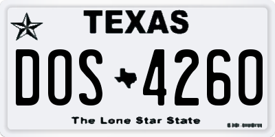 TX license plate DOS4260