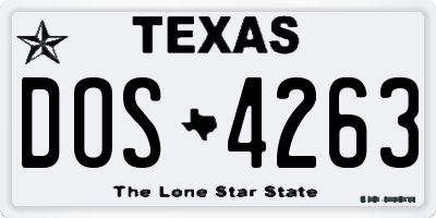 TX license plate DOS4263