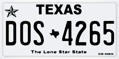 TX license plate DOS4265