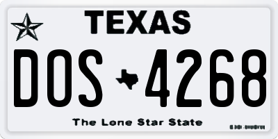 TX license plate DOS4268