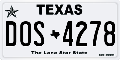 TX license plate DOS4278