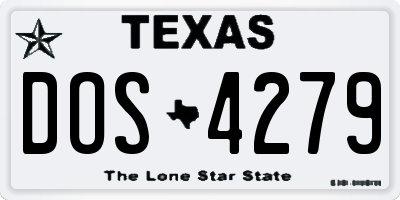 TX license plate DOS4279