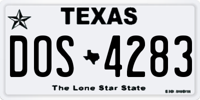 TX license plate DOS4283