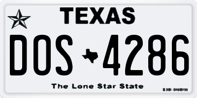 TX license plate DOS4286