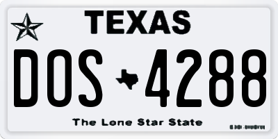 TX license plate DOS4288