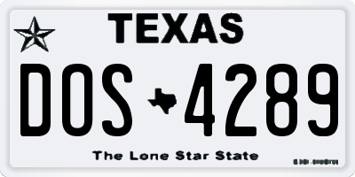 TX license plate DOS4289