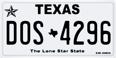 TX license plate DOS4296