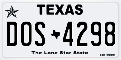TX license plate DOS4298
