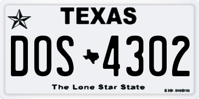TX license plate DOS4302