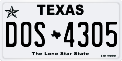 TX license plate DOS4305