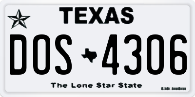 TX license plate DOS4306