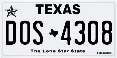 TX license plate DOS4308
