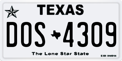 TX license plate DOS4309