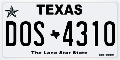 TX license plate DOS4310