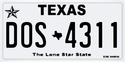 TX license plate DOS4311