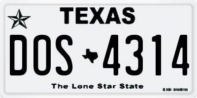 TX license plate DOS4314