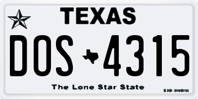 TX license plate DOS4315