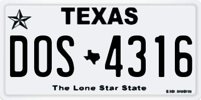 TX license plate DOS4316