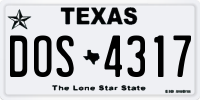 TX license plate DOS4317