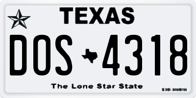 TX license plate DOS4318