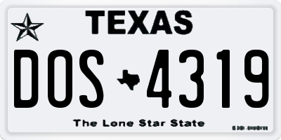 TX license plate DOS4319