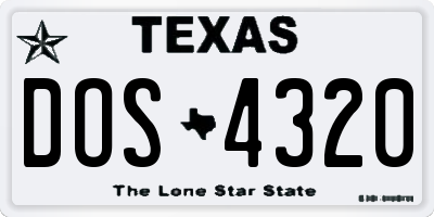 TX license plate DOS4320