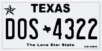TX license plate DOS4322